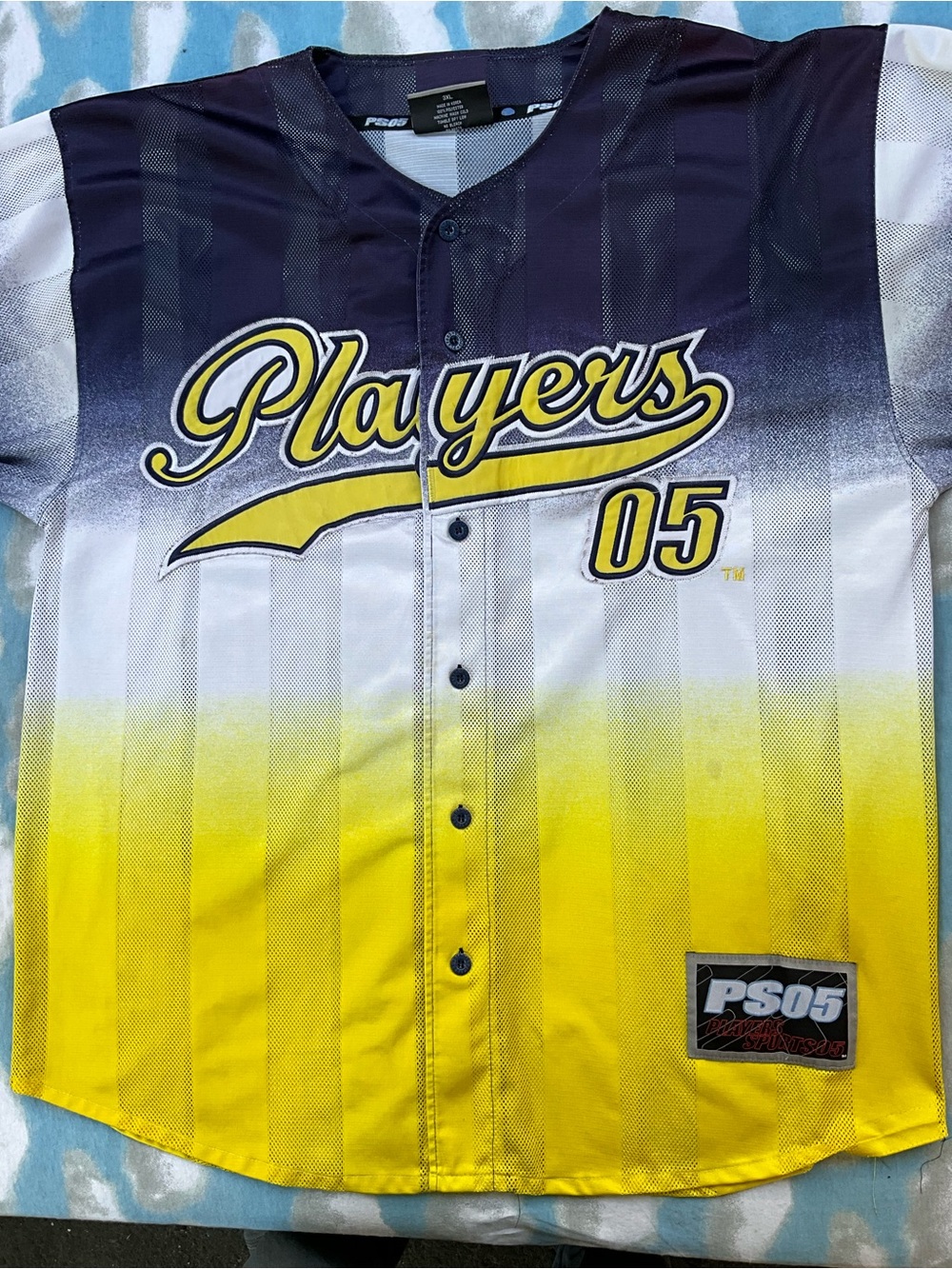 Vintage Y2K Players Sports 05 Baseball Jersey 3XL Ombre Mesh Button Up